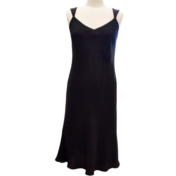 Vintage Evan Picone Black V-neck Sleeveless Evening Dress - Picture 9 of 9